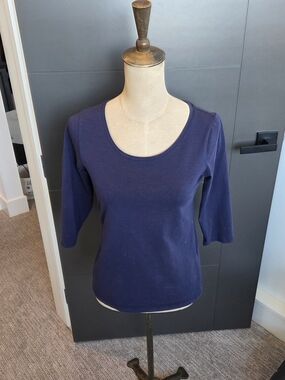 Reitmans Essentials Navy Scoop Neck Tee 3/4 Sleeve